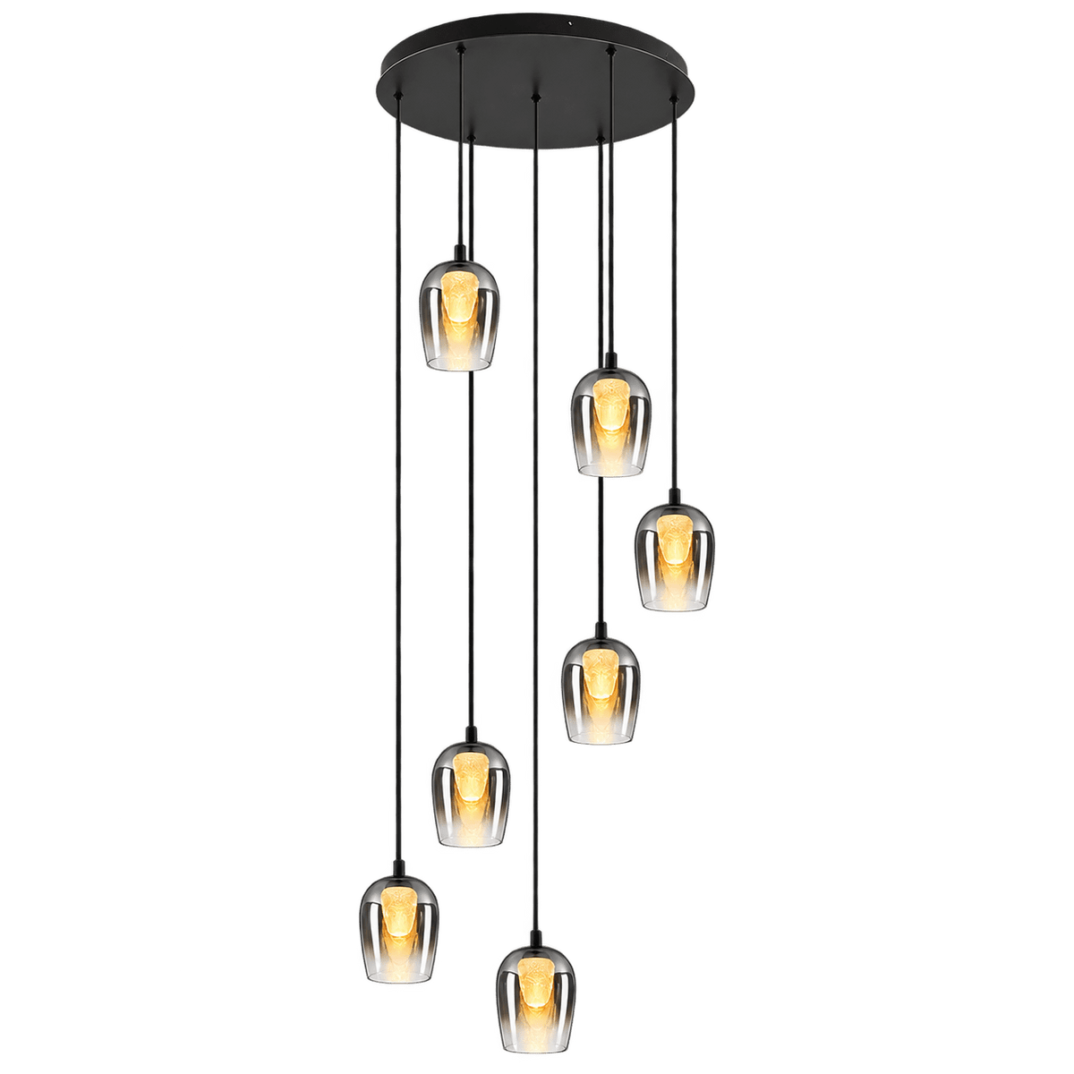 LED Smoke Glass Pendant Light - Crystal Egg Custer Design