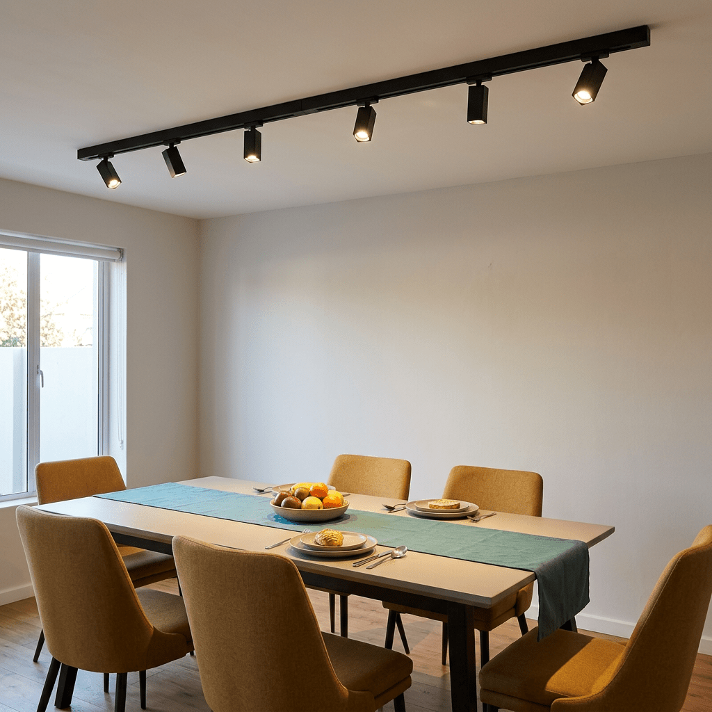 Black Aluminium 4 Wire Square Track Light - 2 Meter