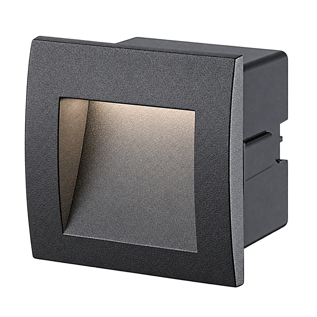 Warm White LED Step Light - Matt Black Recessed IP65