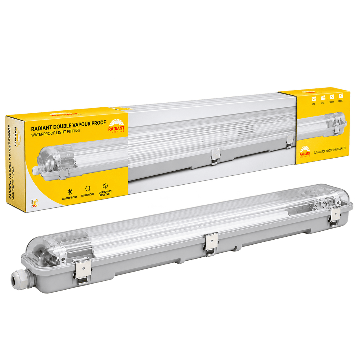 Grey LED Double Vapour Proof Fitting IP65 - 600mm
