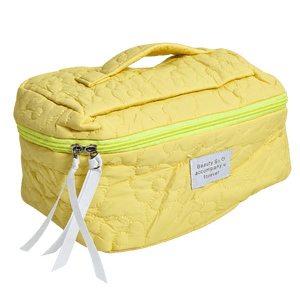 Floral Quilted Yellow Travel Cosmetic Bag