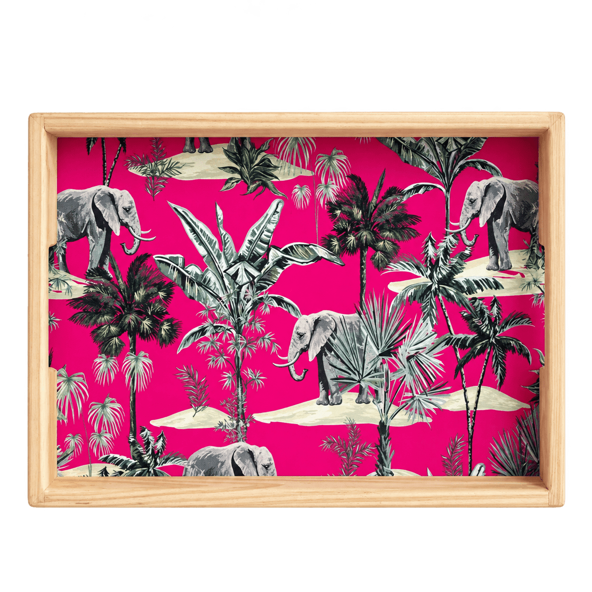 Wooden Tray - Pink Elephant