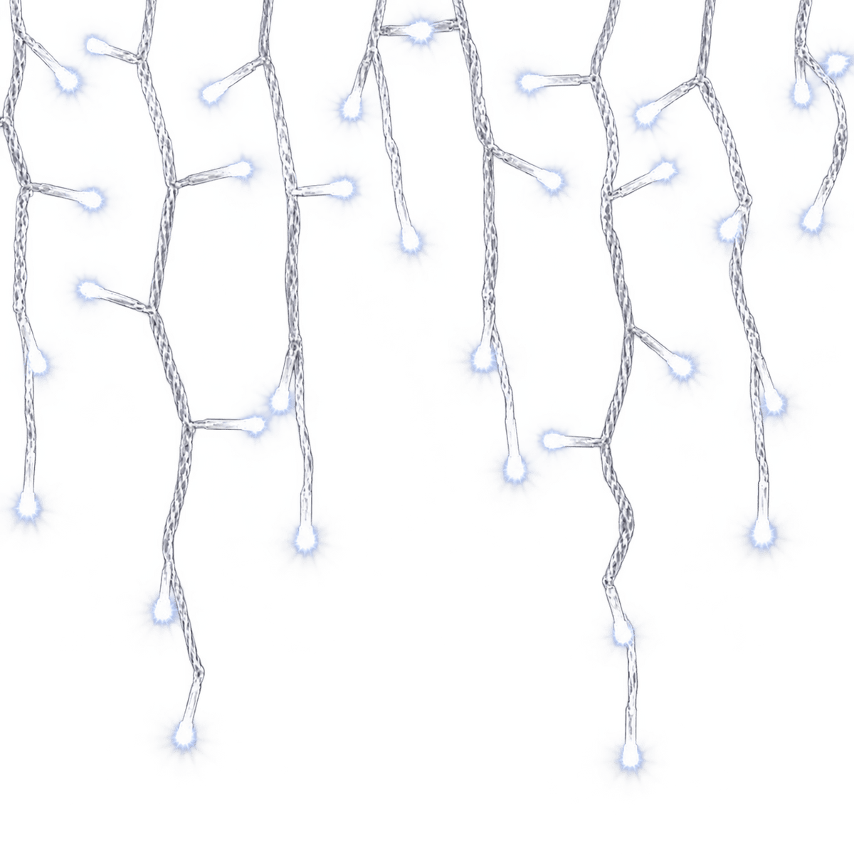 Twinkling Icicle Lights - Cool White 5m Width - Clear
