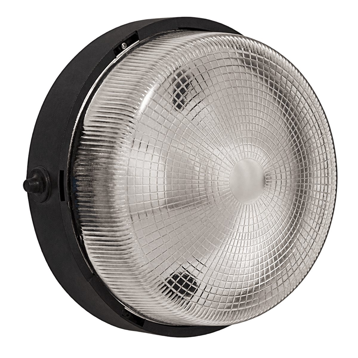 Black Glass Bulkhead Light - E27 IP44