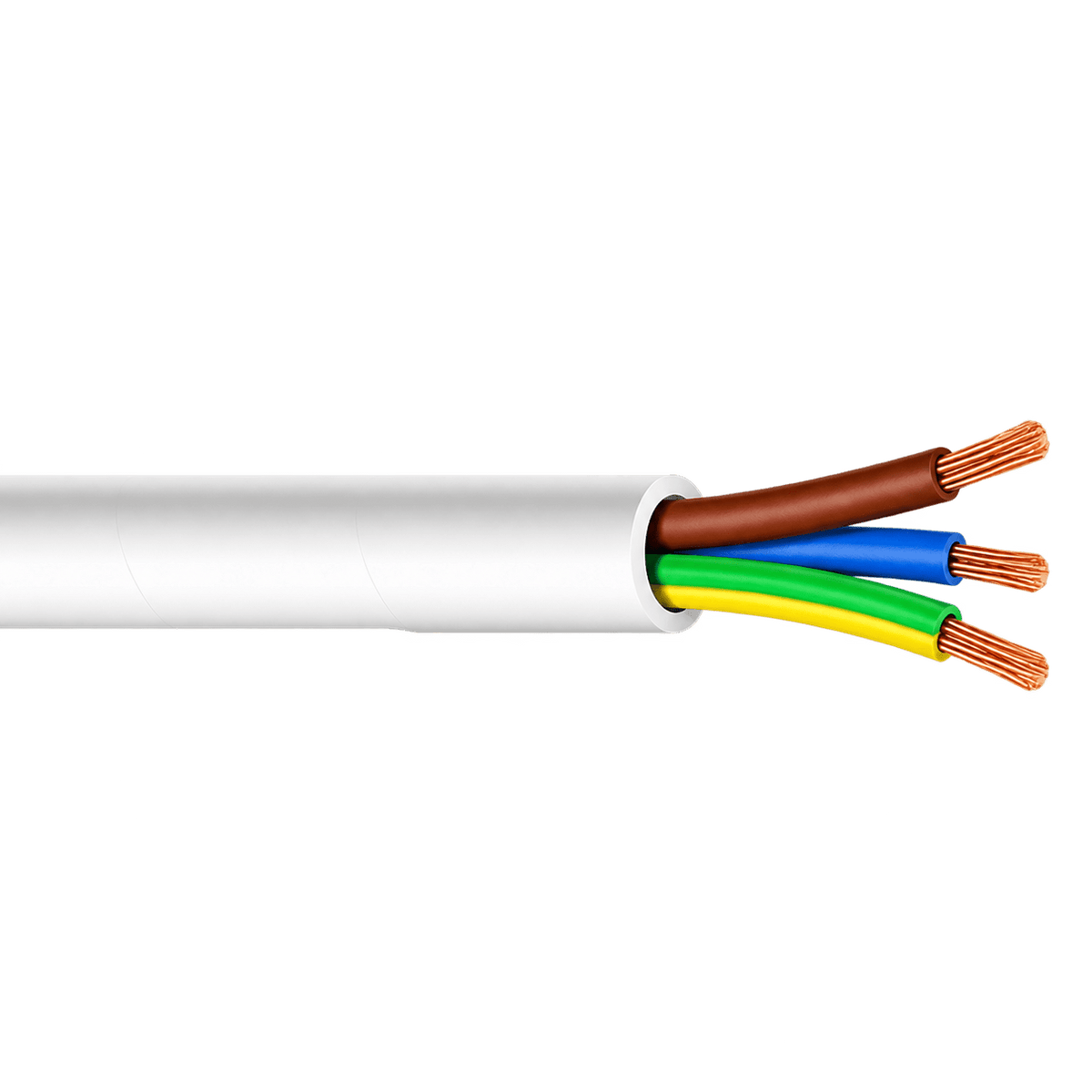 0.75mm 3 Core Cabtyre Cable - White (100m Roll)