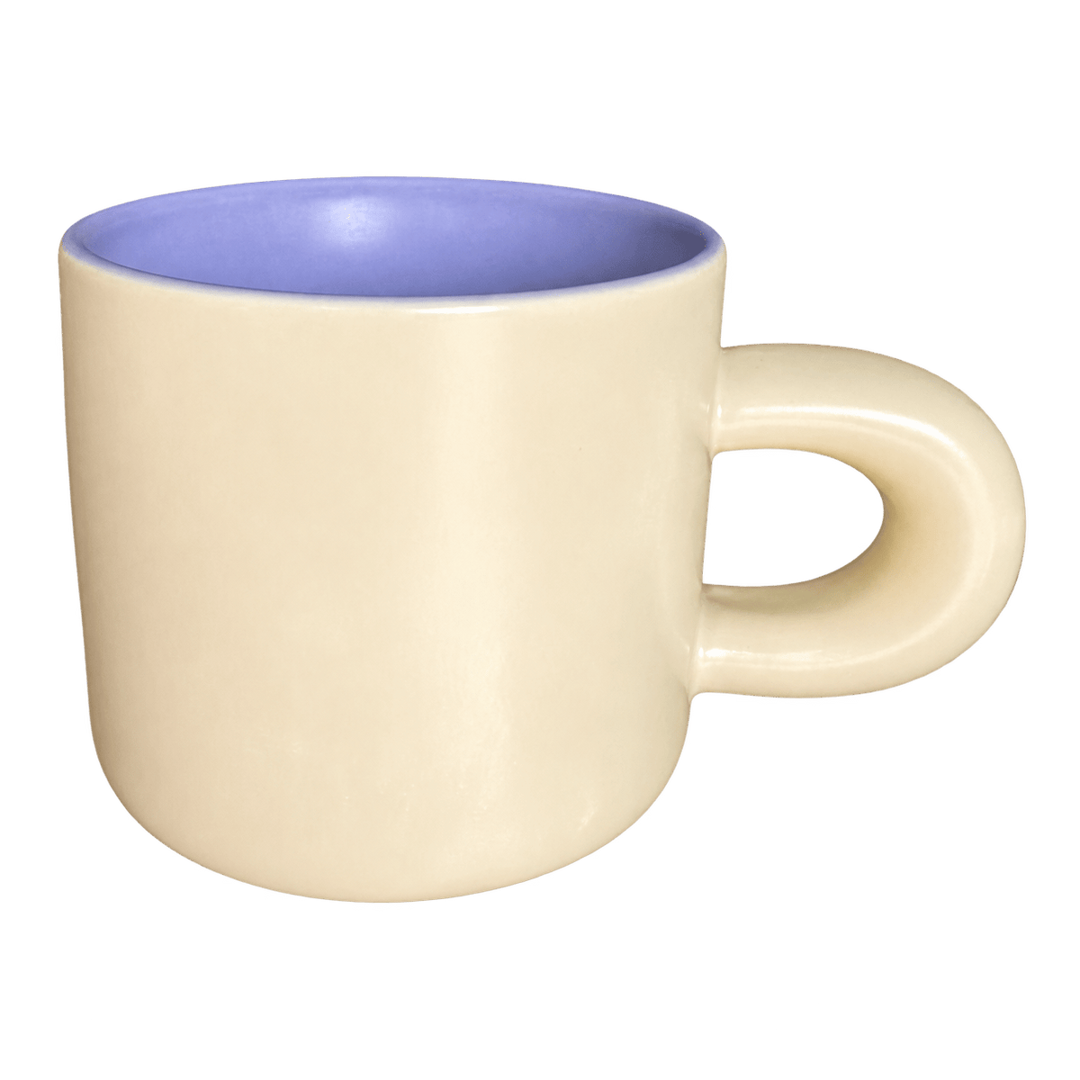 Elegant Beige & Blue Ceramic Mug with Comfortable Thick Handle