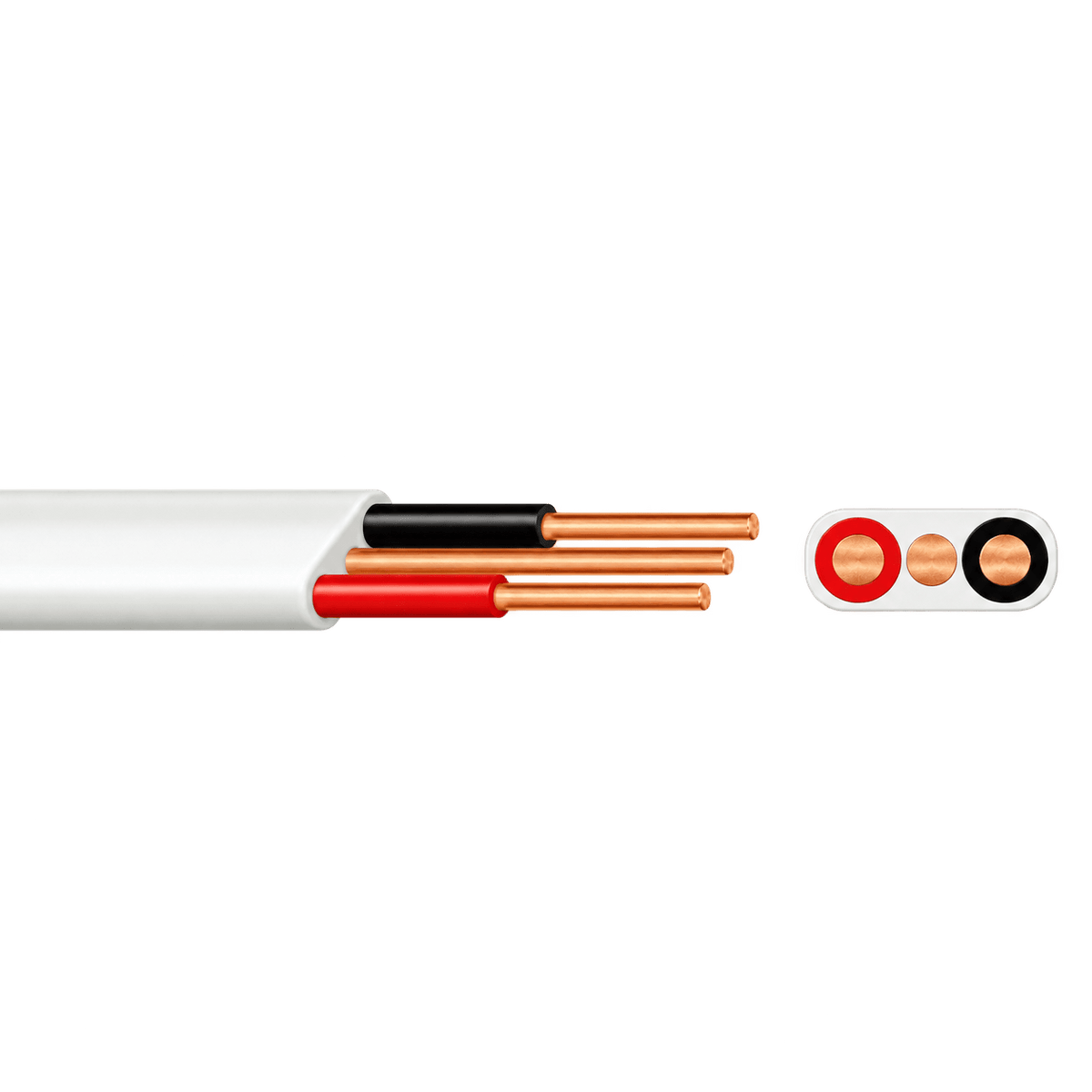 2.5mm² 2 Core + Earth Flat Cable - White (10m)