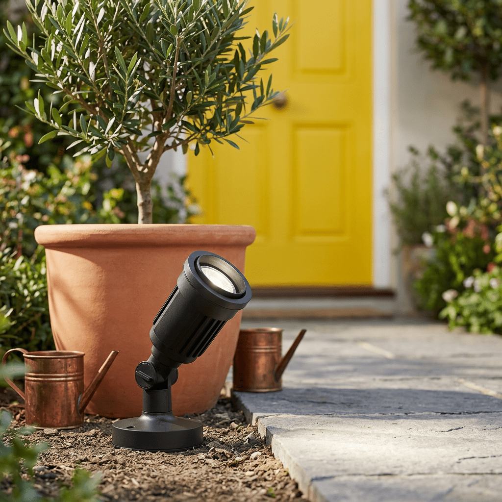 Black Garden Spot Light - IP54 Swivel Arm