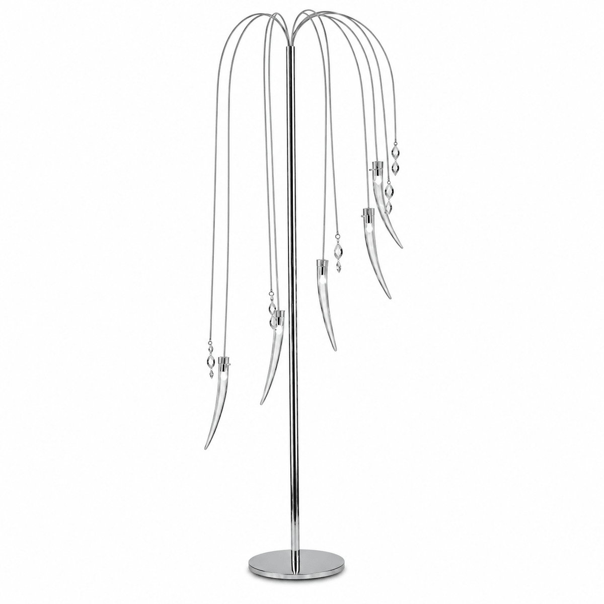 5-Light Chrome & Clear Glass Floor Lamp with Foot Switch