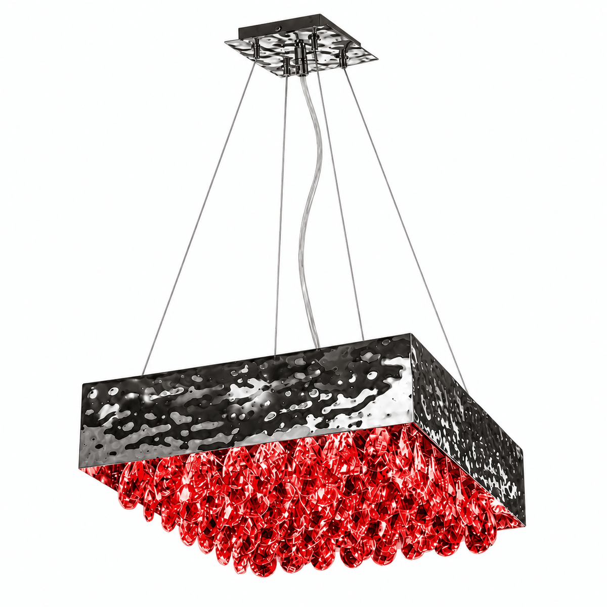 6-Light G9 Large Red Magma Crystal Chandelier