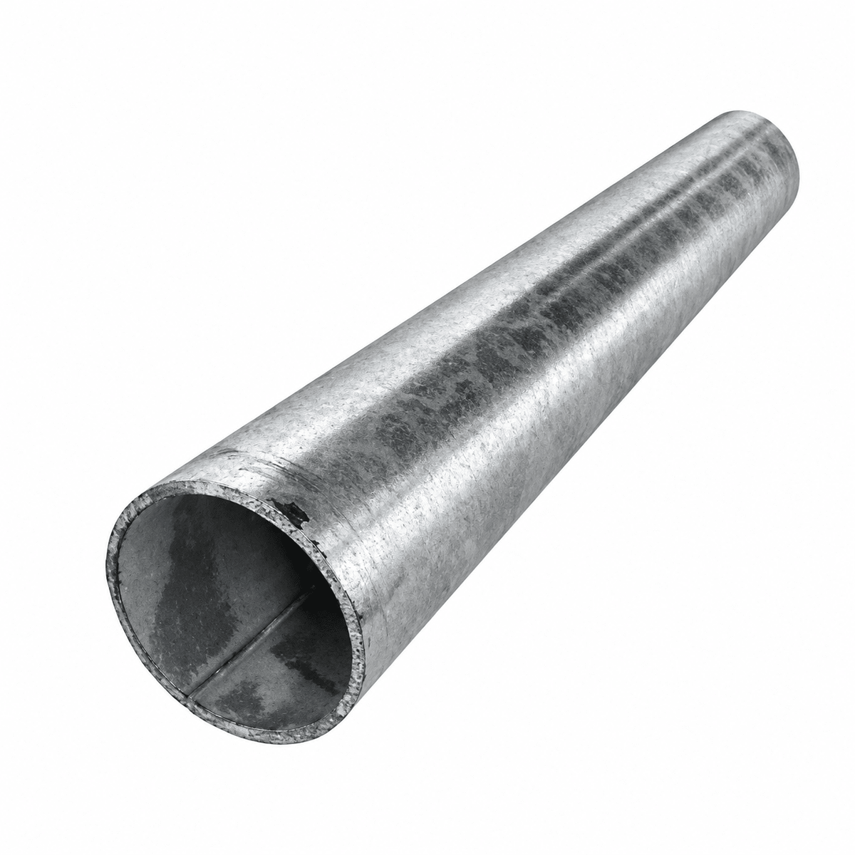 Galvanised steel pole with a cylindrical shape, featuring a shiny metallic finish and visible seams.