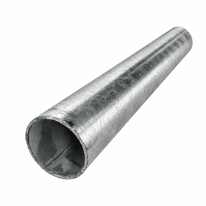 Galvanised steel pole with a cylindrical shape, featuring a shiny metallic finish and visible seams.