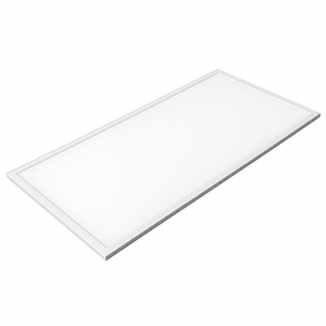 Back-lit LED panel with a sleek white finish and a thin silver frame, positioned at an angle.