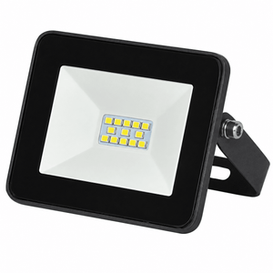 A 10W yellow LED flood light with a black frame and a white lens, featuring multiple small LED bulbs arranged in a grid.