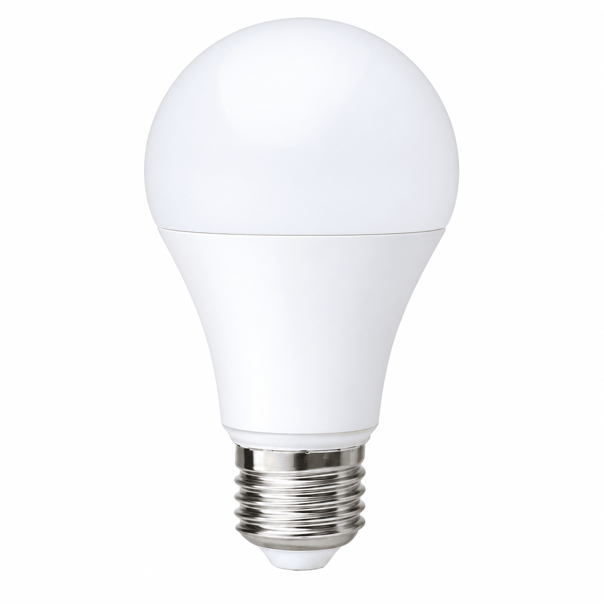 A white LED bulb with a rounded top and a metallic E27 base, set against a plain background.
