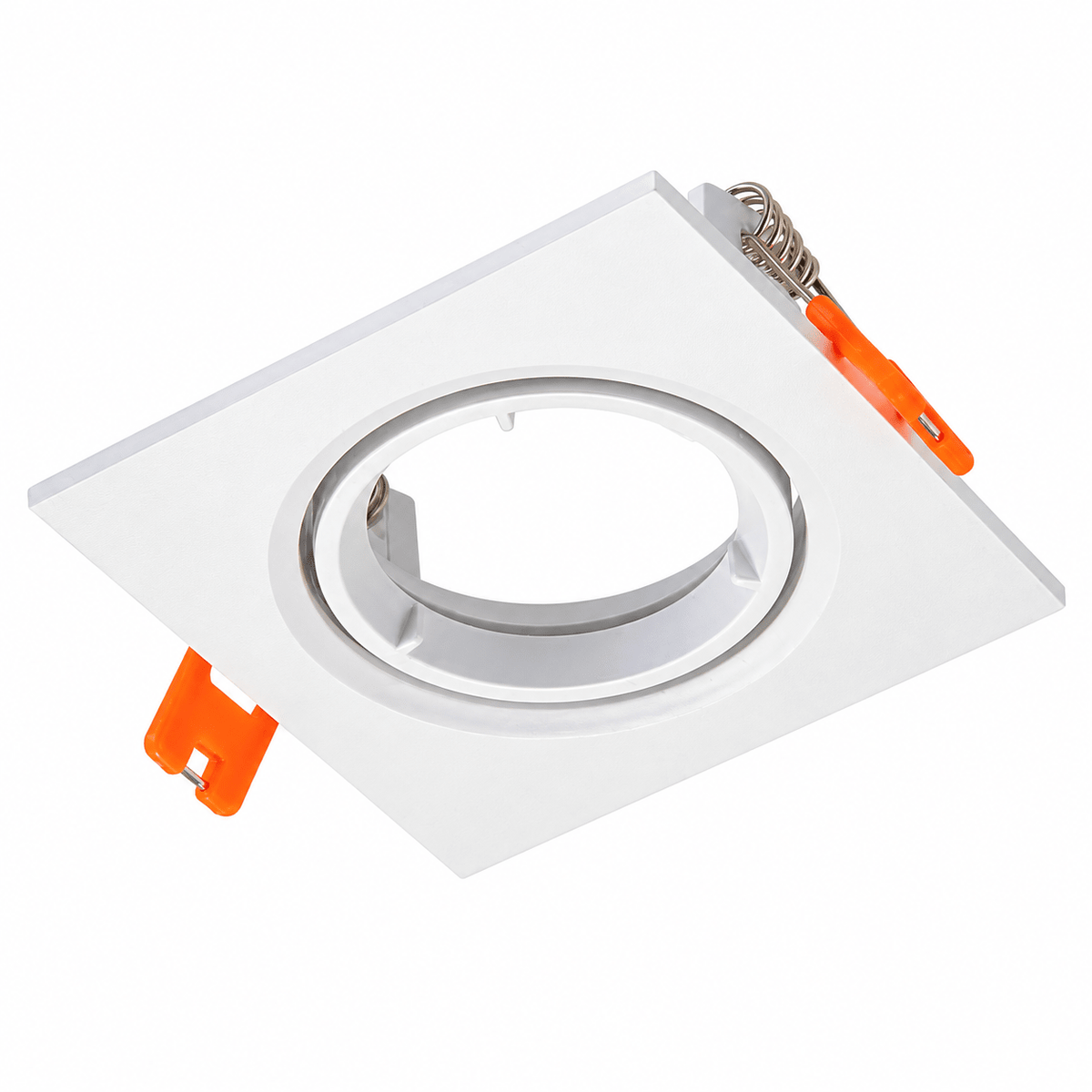 Downlight Holder - Square Tilt Polycarbonate Bayonet Lock — White