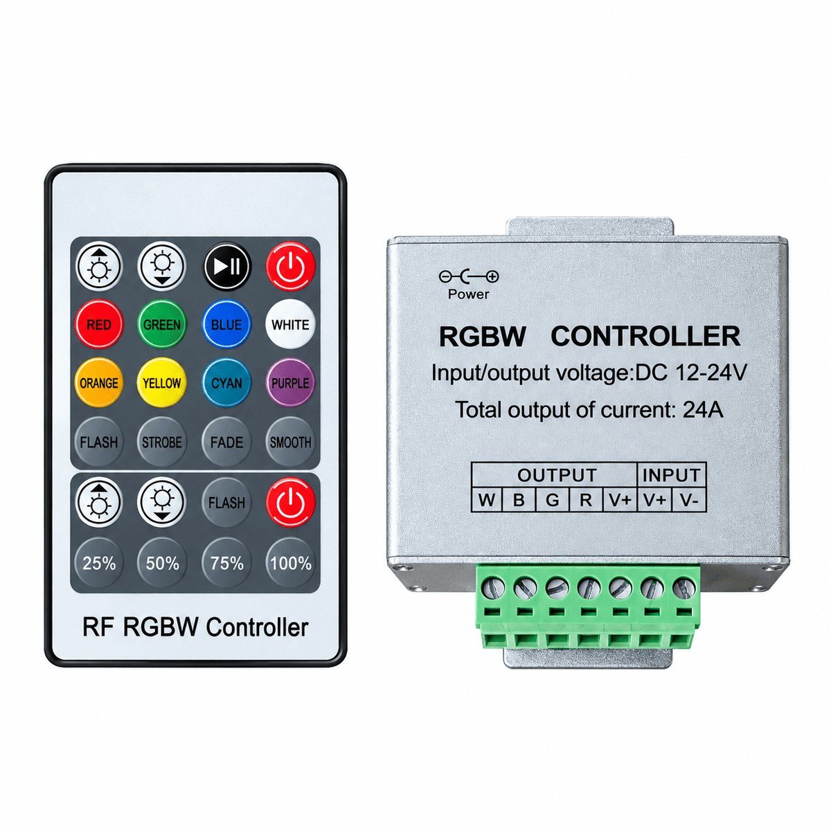 RGBW Controller with Remote for 12V/24V Strip Lights
