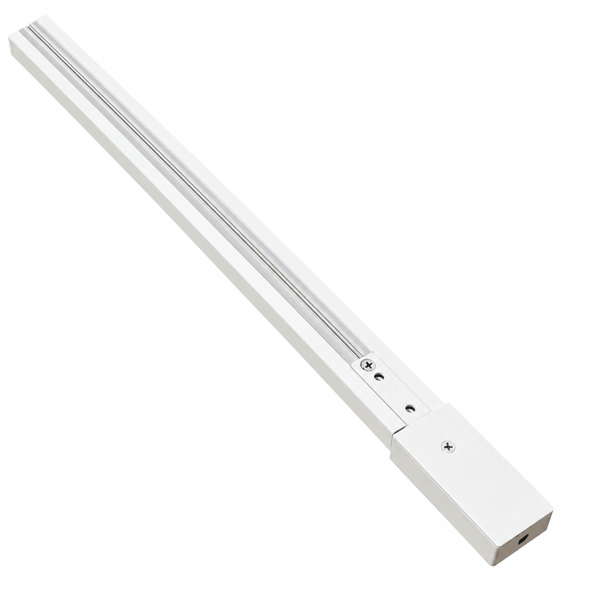 White 3-wire track, 3000mm long, featuring a smooth finish and a rectangular end cap with visible screws.