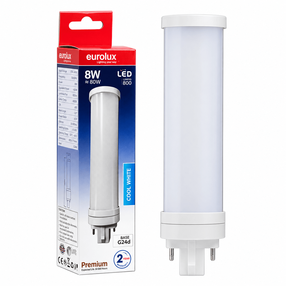 10W G24d LED PL Lamp, 4000K Cool White