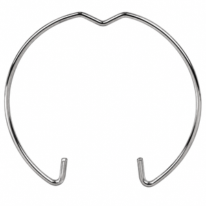 Silver metal MR16/GU10 holder clip with a rounded shape and two curved ends, displayed against a white background.