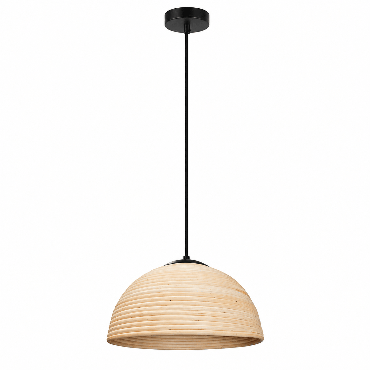 Natural rattan tube pendant light, Medium, detailed shade view