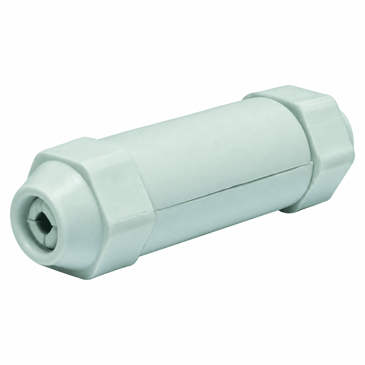 Pre-filled gel type joint kit in white, cylindrical shape with hexagonal ends and a smooth finish.