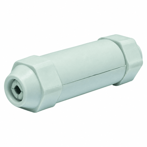 Pre-filled gel type joint kit in white, cylindrical shape with hexagonal ends and a smooth finish.