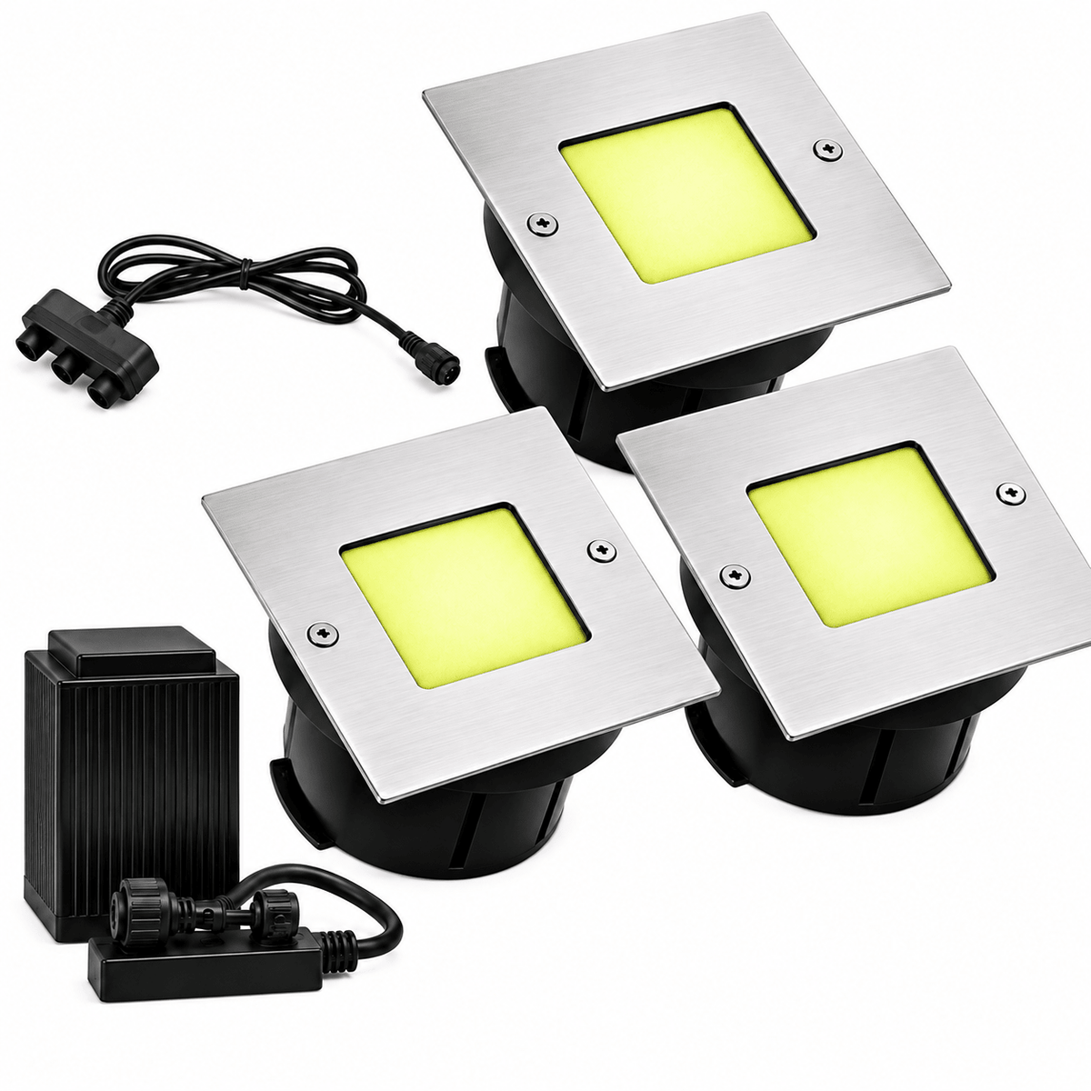 LED Deck Light - Square 3 Light Kit - Yellow