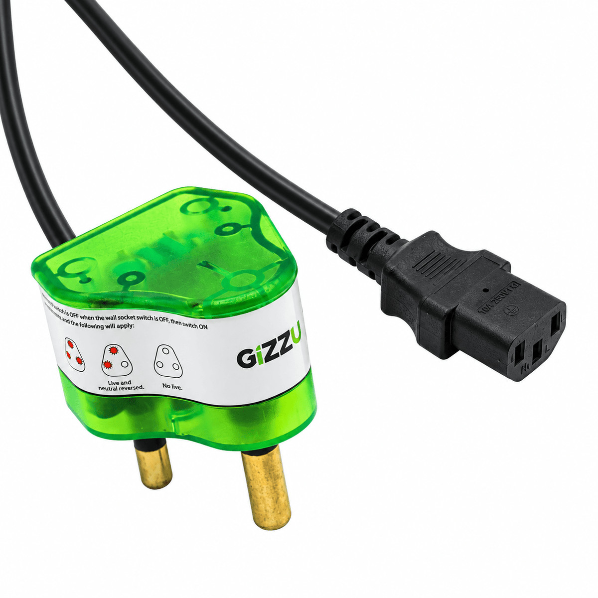 Gizzu 10A Surge-Protected IEC Power Cable, 1.5m