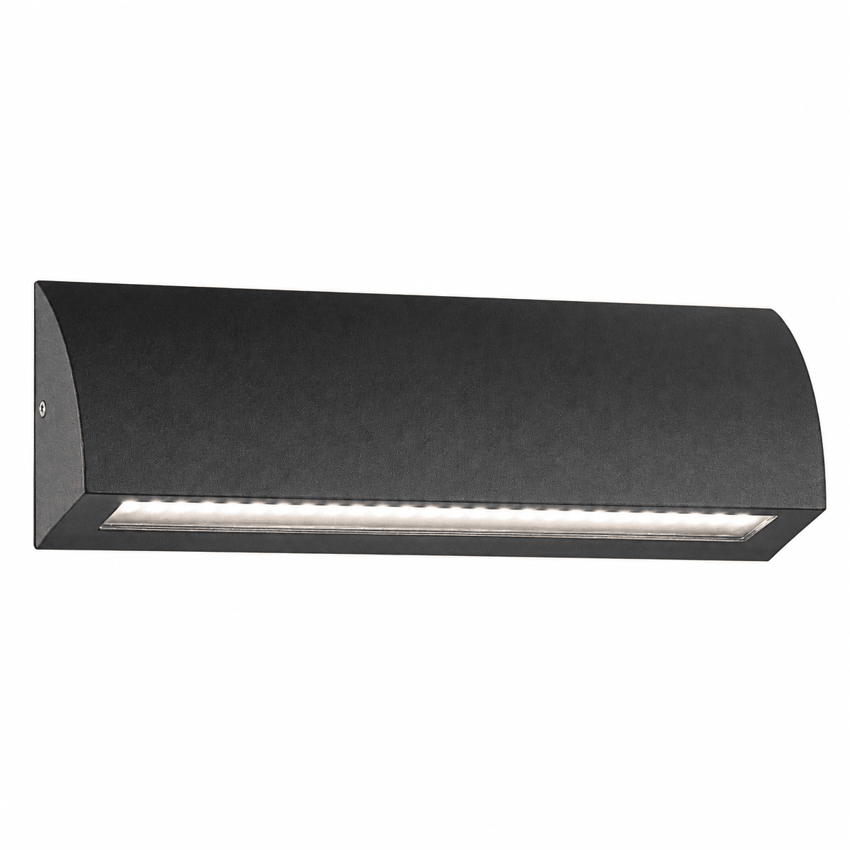 A large, black LED foot light with a curved design and a row of visible light bulbs along the bottom edge.