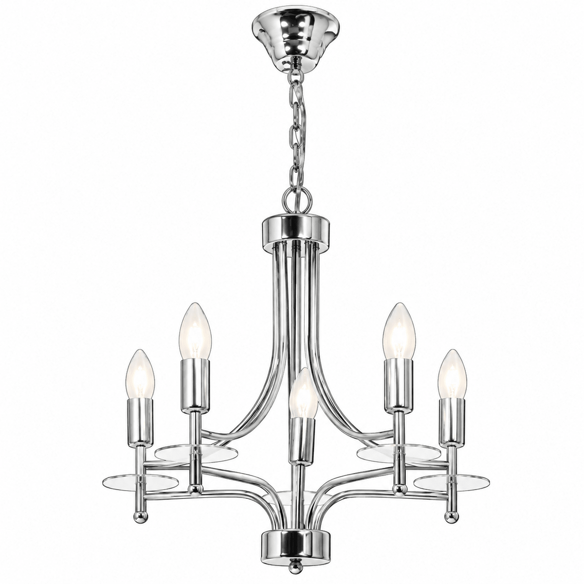 Polished Chrome Chandelier Adjustable Indoor Light