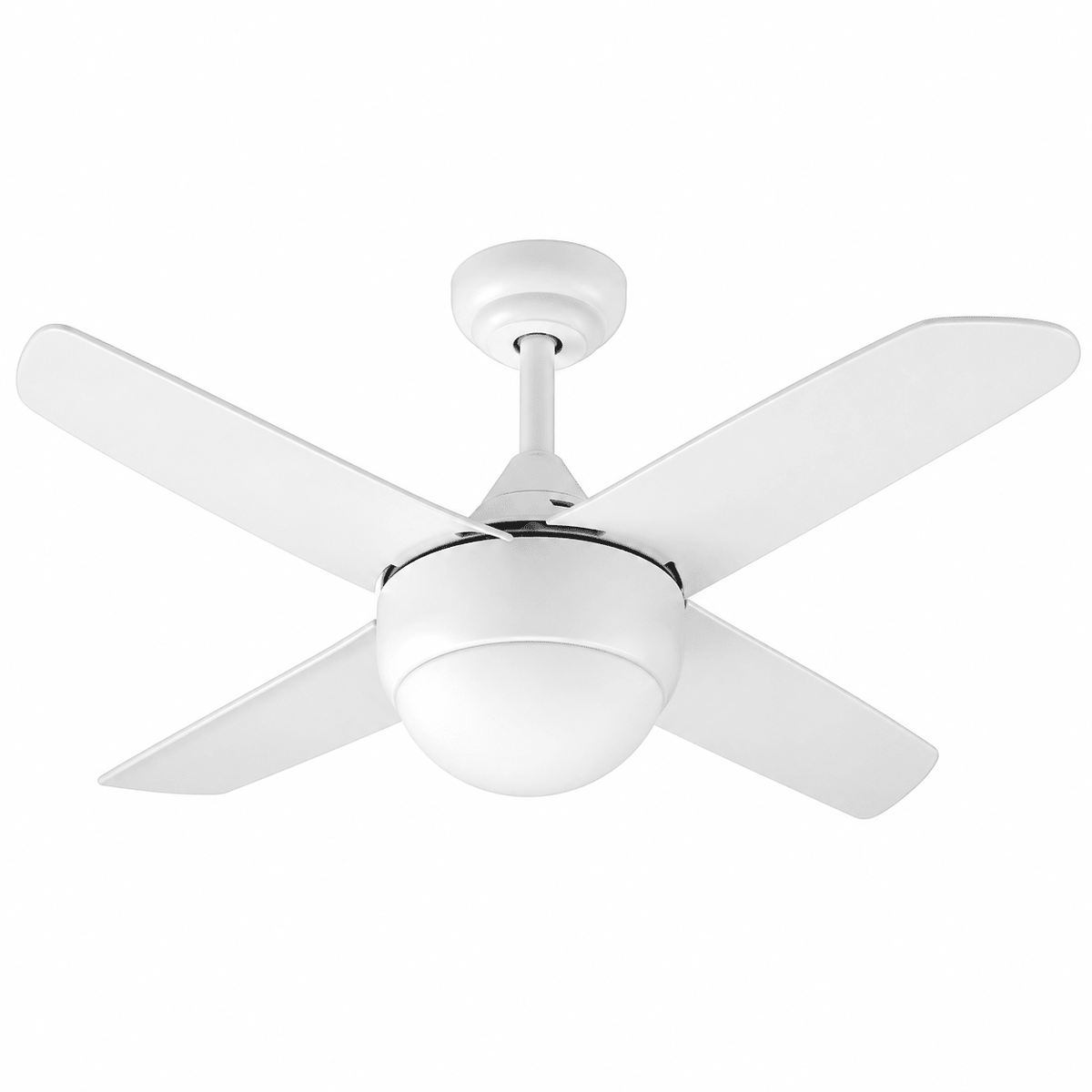 Matt White Ceiling Fan - Opal Glass Shade