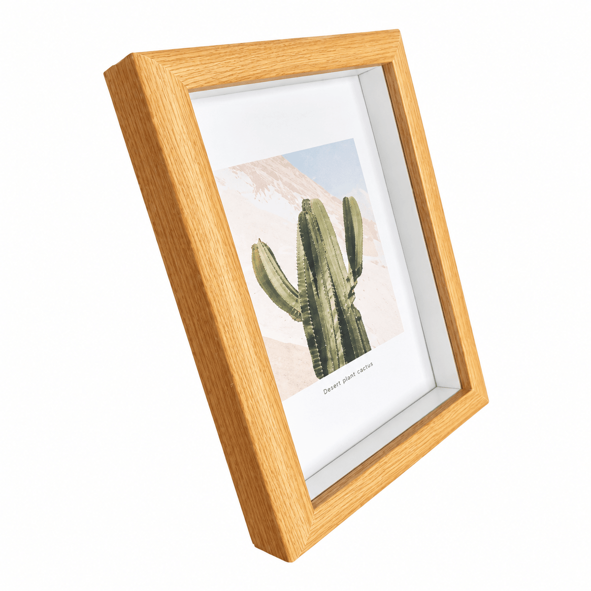 Medium Wood Finish Photoframe with Cactus Design