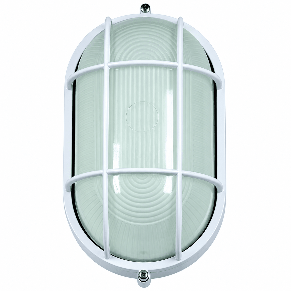 White Oval Grid Outdoor Wall Light