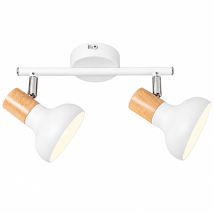 White Metal Wood Finish Spotlight - 2 Light
