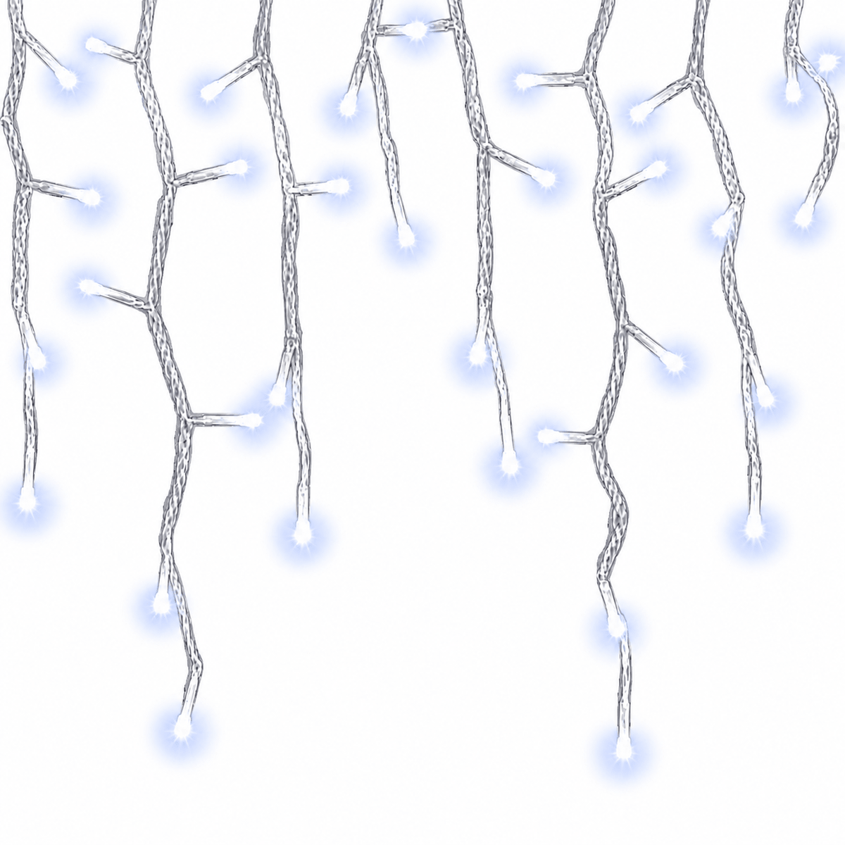 Twinkling Icicle Lights - Cool White 5m Width - Clear