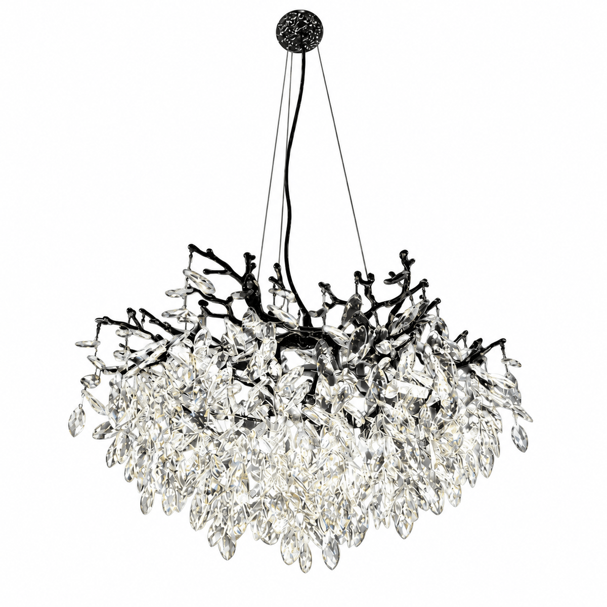 Venezia Gloss Black Crystal Chandelier - 10 Light