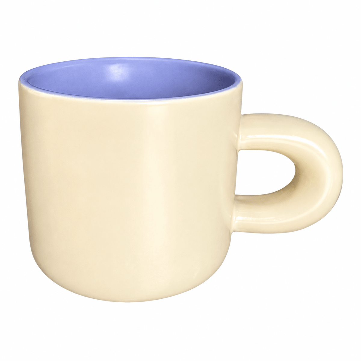 Elegant Beige & Blue Ceramic Mug with Comfortable Thick Handle