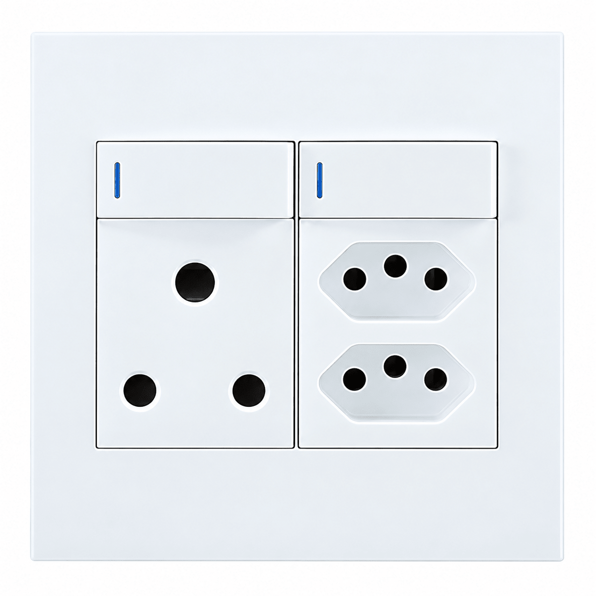 Horizon Modern Single Socket + 2 Euro Sockets - White (4 x 4)