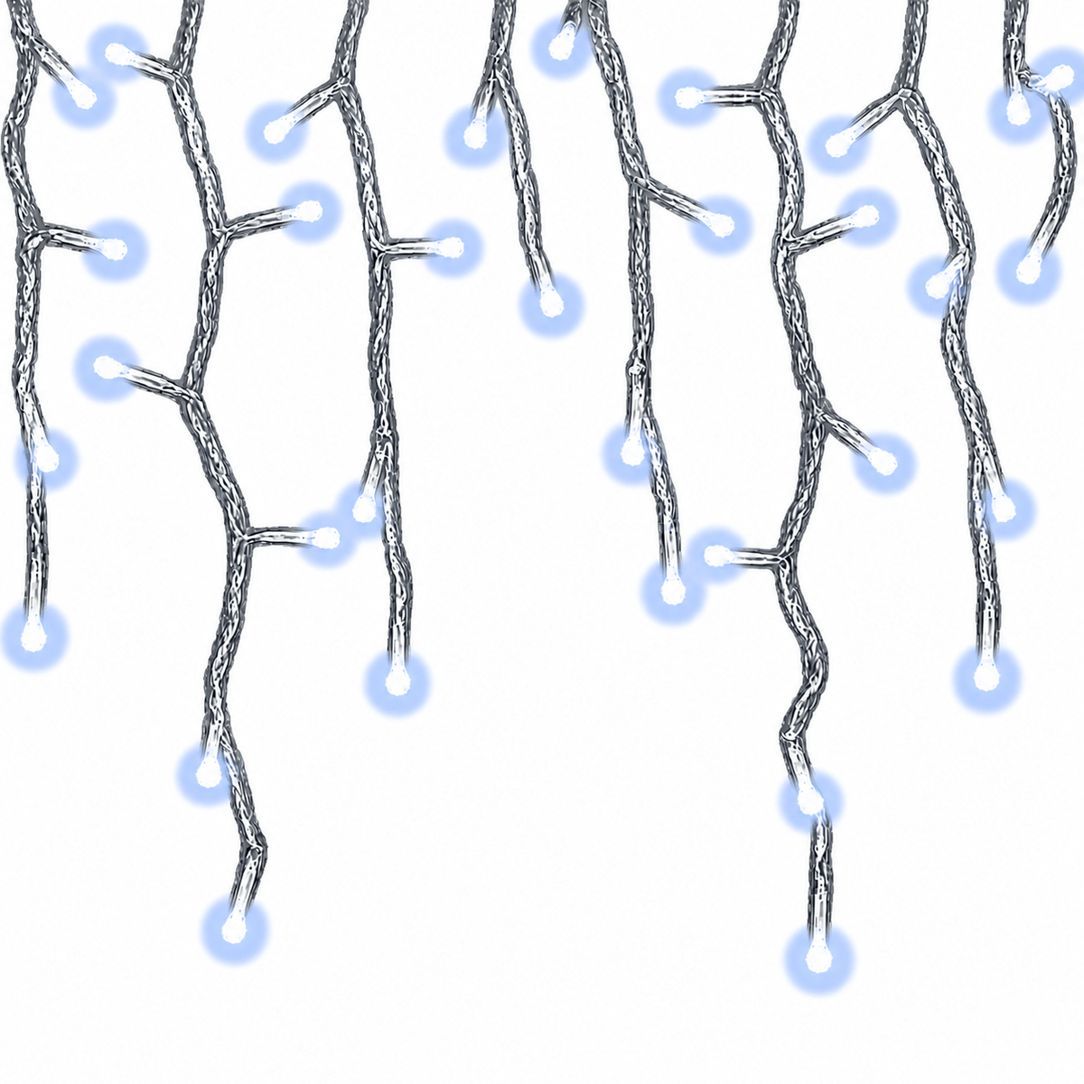 Twinkling Icicle Lights - Cool White 5m Width - Green