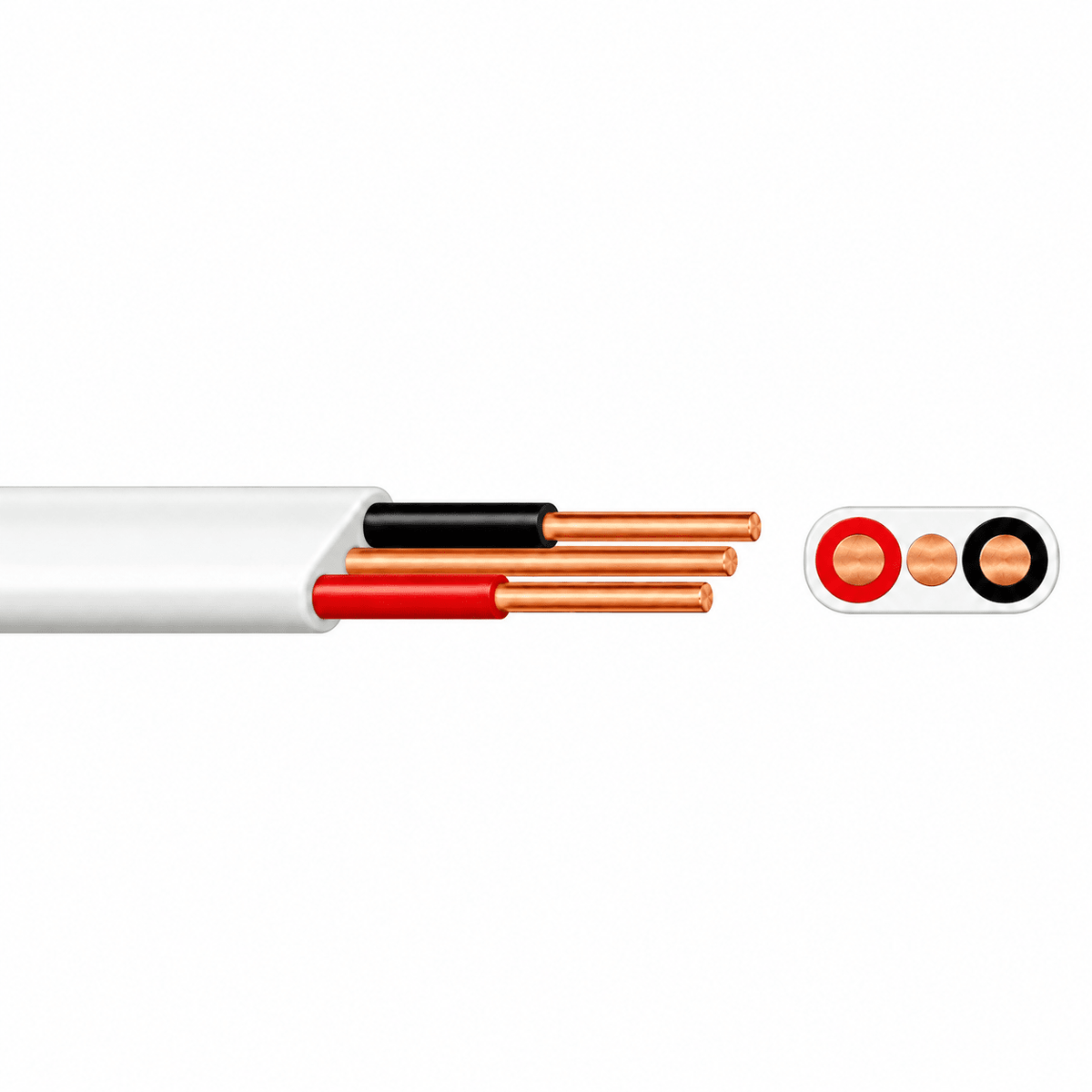 2.5mm² 2 Core + Earth Flat Cable - White (10m)