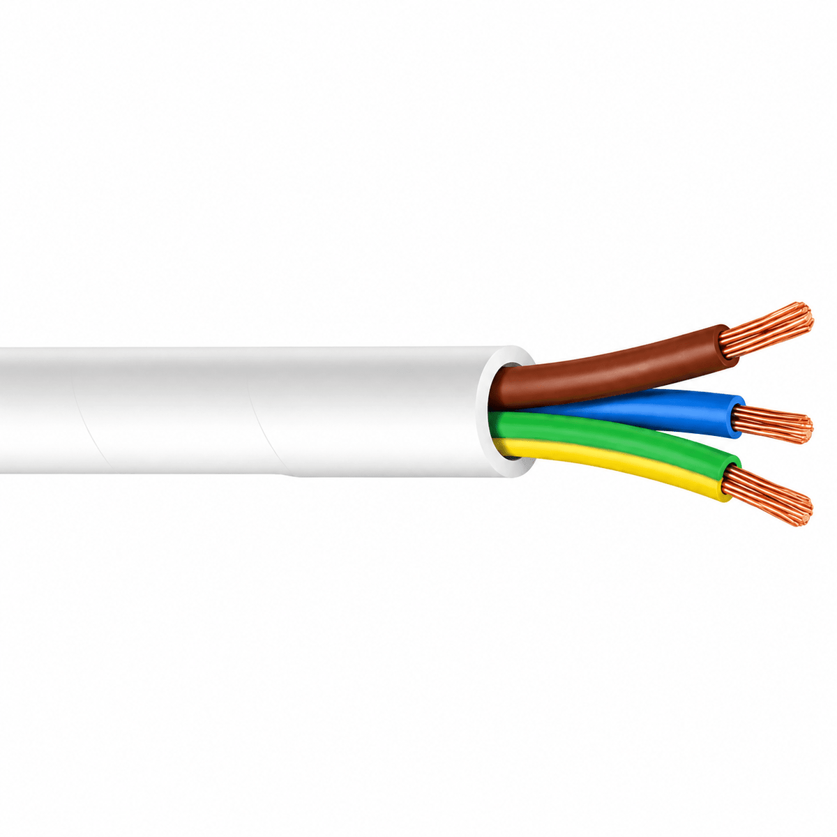 0.75mm 3 Core Cabtyre Cable - White (100m Roll)