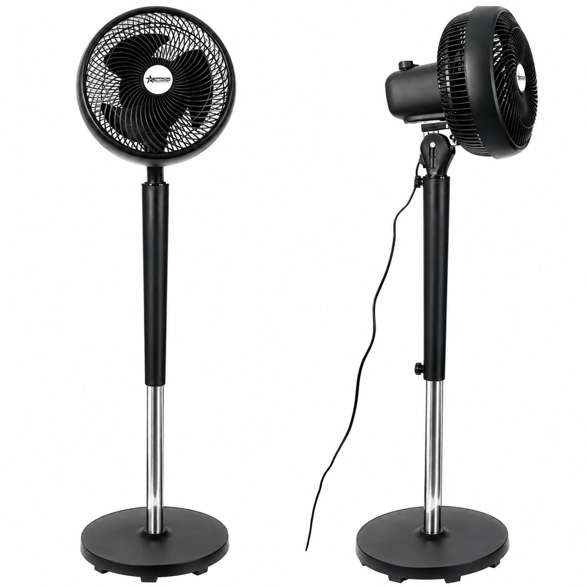 Black Floor Fan Adjustable Tilt 3-Speed