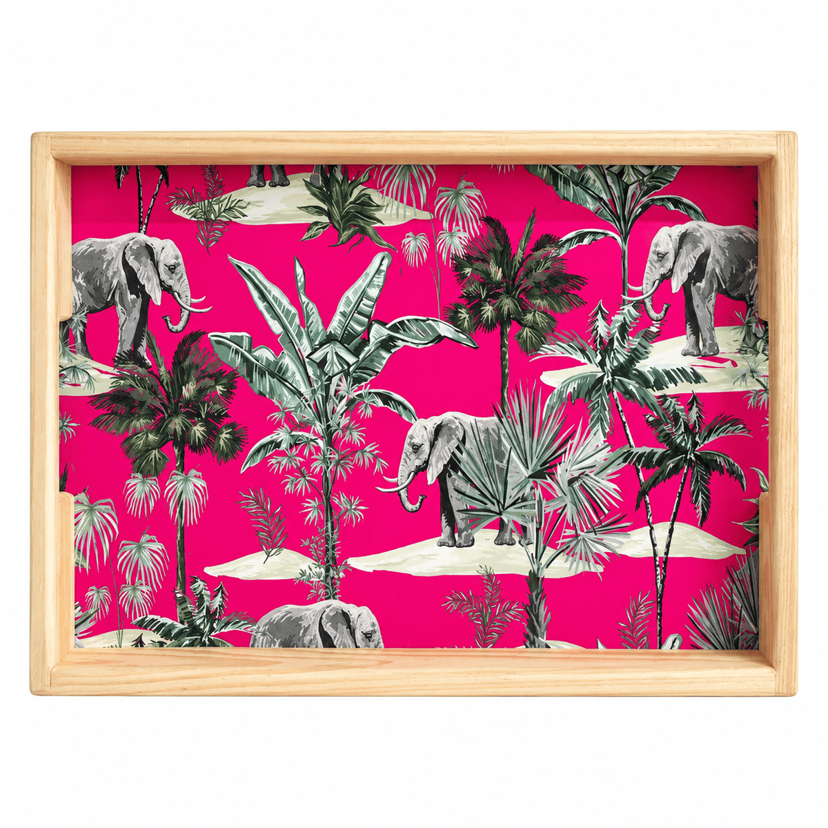 Wooden Tray - Pink Elephant