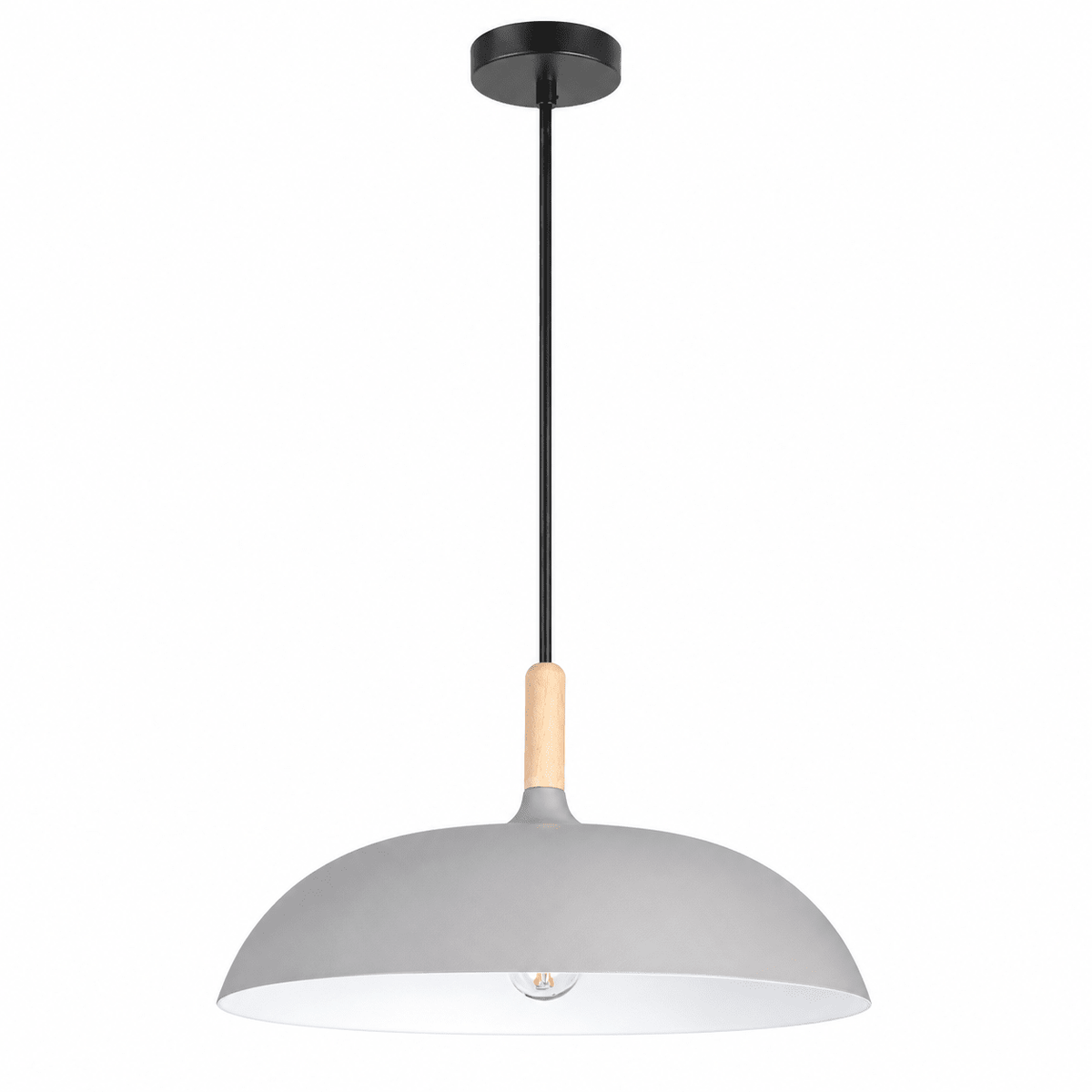 Grey Metal & Wood Pendant Light