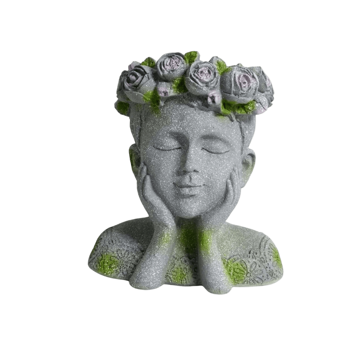 Grey & Green Girl Flower Crown Planter