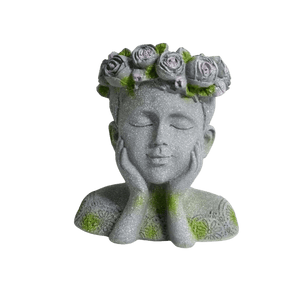 Grey & Green Girl Flower Crown Planter