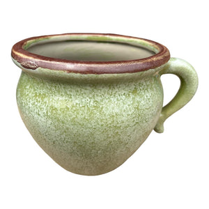 H0043871 Ceramic One Arm Pot - Rustic Green - Future Decor