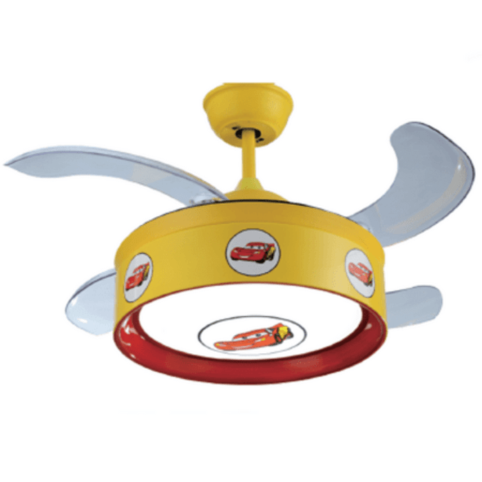 Cars Yellow & Red Retractable LED Ceiling Fan (Promo) | Buy Online & Save!
