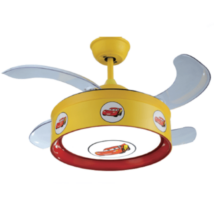 Cars Yellow & Red Retractable LED Ceiling Fan - Future Light - LED Lights South Africa